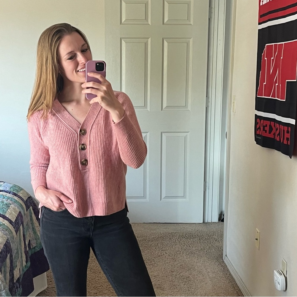 Madewell Pink Button-up Sweater